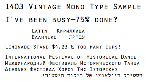 Featured image for “IBM 1403 inspired typeface update (Cyrillic, Greek, Hebrew)”