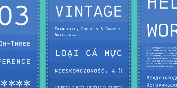 1403 Vintage Mono Pro typeface interactive specimen site